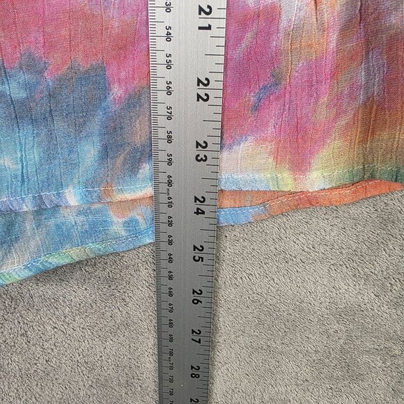 Womens Spense Multicolor Tie-Dye Top Smocked Square Neck & Ruffle Sleeves Size S - Picture 5 of 6